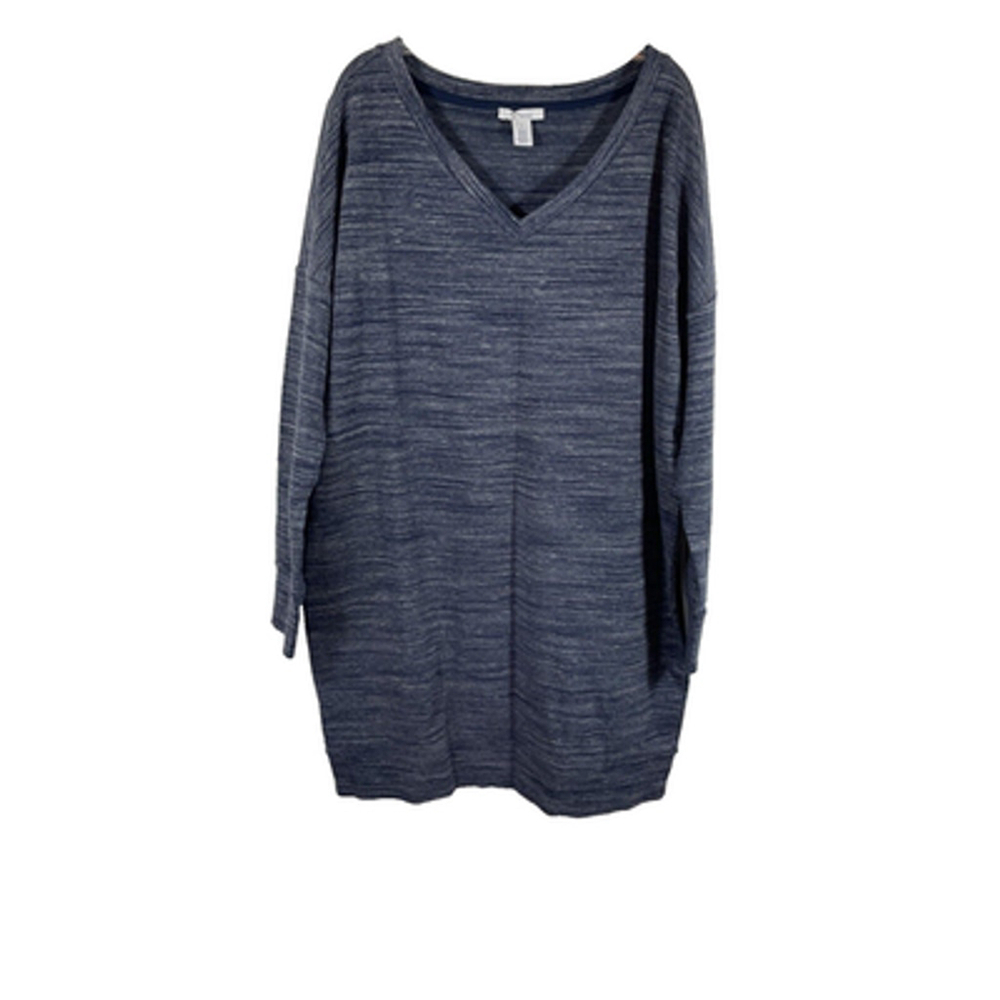 Daily Ritual Heathered Blue Long Sleeve Stretch Knit Dress Sz M
